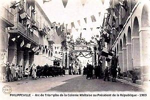 Philippeville - Arc-de-Triomphe des Maltais au President Republique - 1903